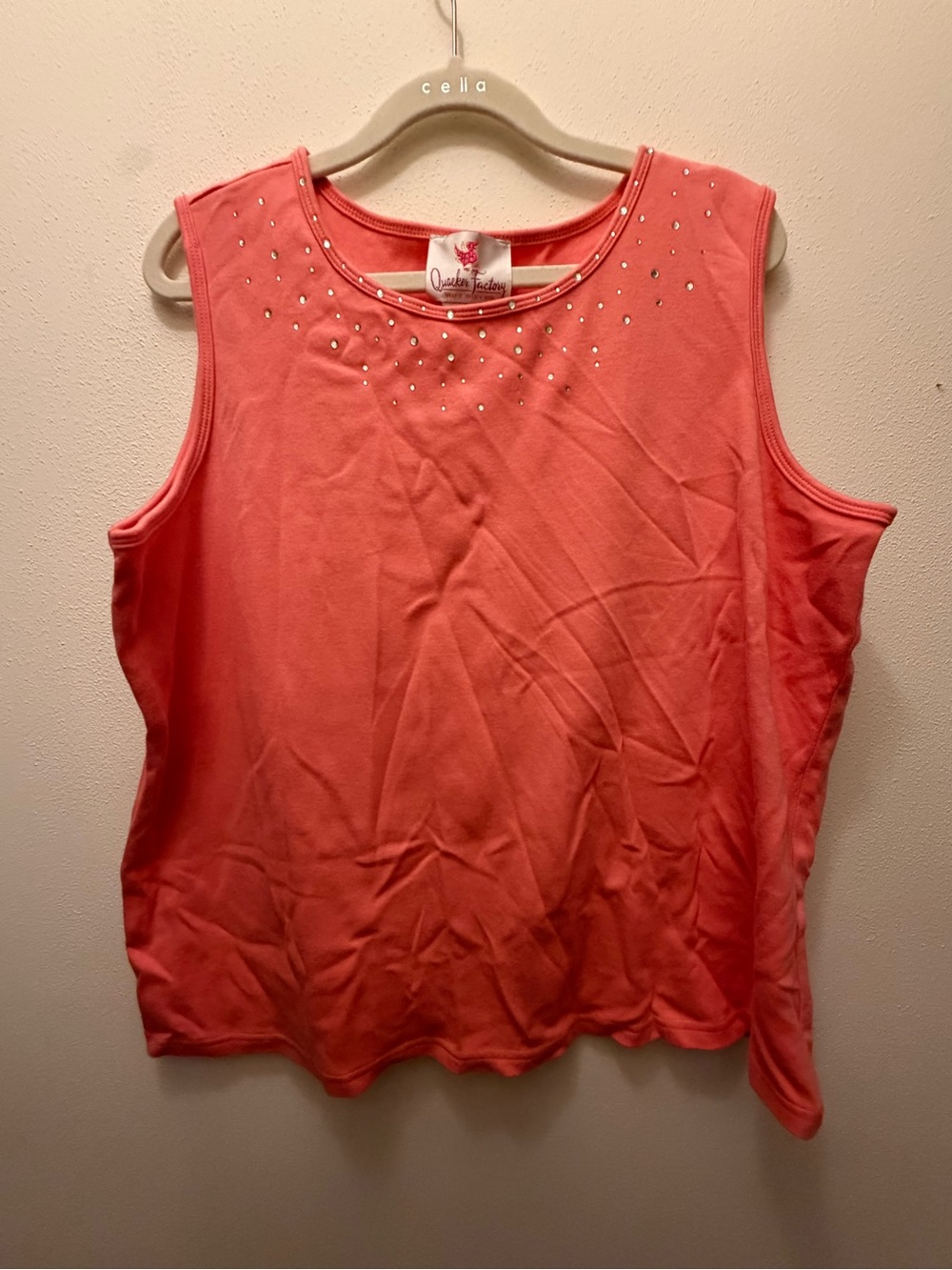 Quacker Factory Coral Tank with Studded Neckline